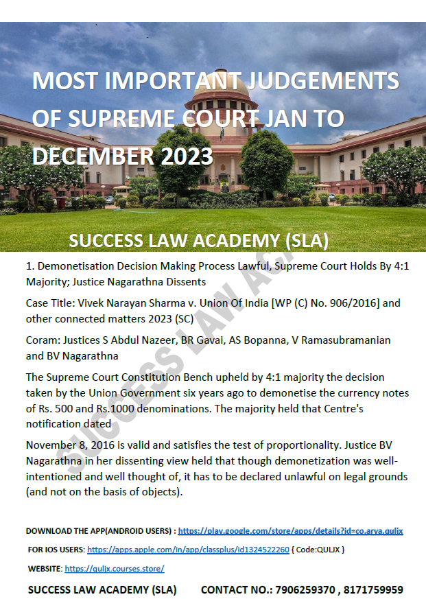 100 Important Supreme Court Judgments Of 2023