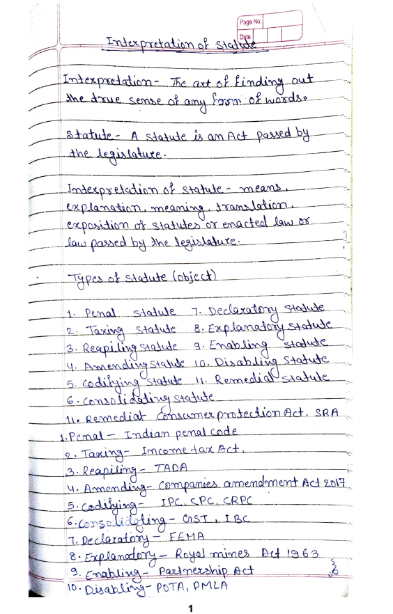 Interpretation of Statutes