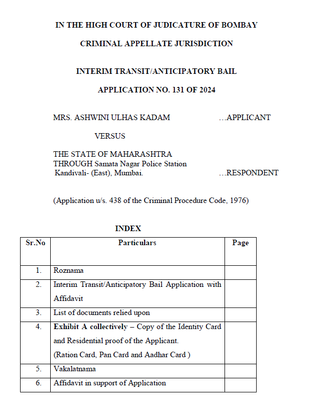 Transit Bail Application