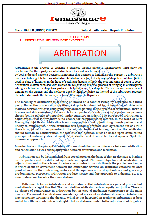 Alternate_Dispute_Resolution_ADR_Renaissance_Law_College_Notes